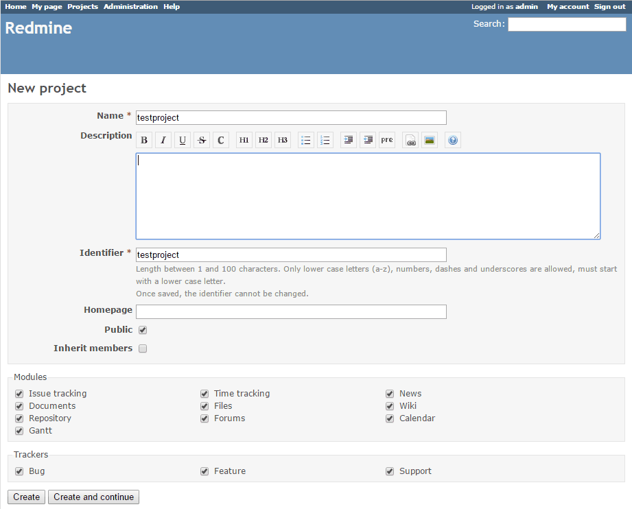 Install Redmine 2.6 on Linux and integrate with Git images/10-install-redmine-2-6-1-linux-mint-integrate-with-git-ci-server/197-redmine-create-new-project.png