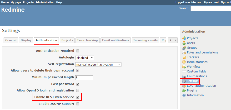 Integrate SonarQube with TeamCity and Redmine images/15-integrate-sonarqube-with-teamcity-and-redmine/256-redmine-enable-rest-api.png